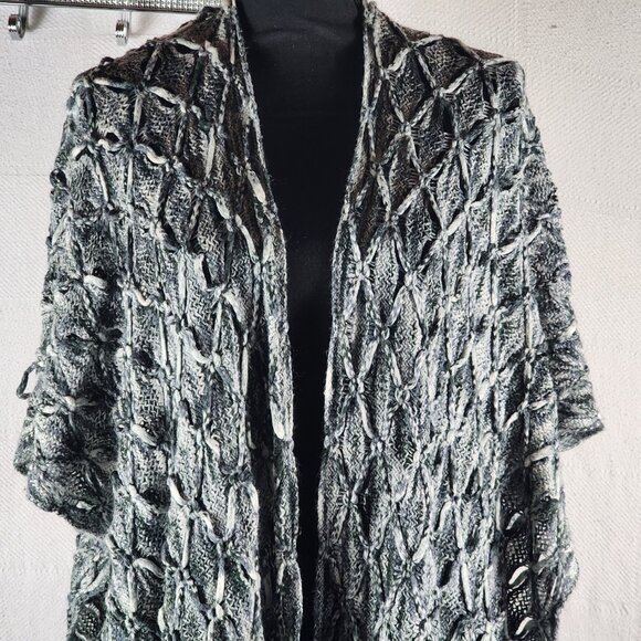 Collection Eighteen Colors of Gray Knit Open Weave Fringe Wrap or Shawl OSF Most - Picture 3 of 16